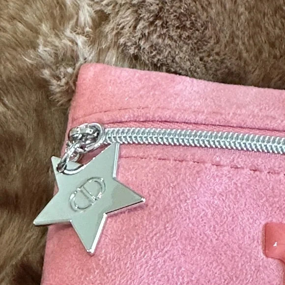 Christian DIOR Pink Cosmetic Bag with Embossed Logo and star charm - Picture 2 of 5